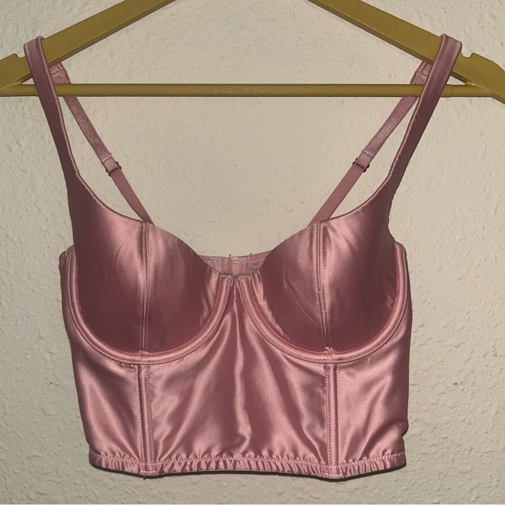 Victoria's Secret Pink Satin Bustier with Underwire Support